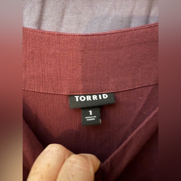 Torrid Brown Button-Front Blouse - Picture 2 of 4